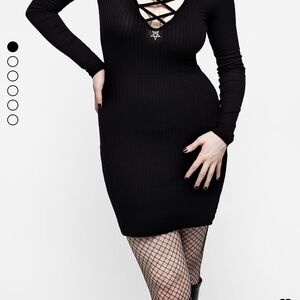 Disturbia Black Criss-Cross Long Sleeve Dress
